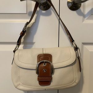 Authentic Coach purse white and tan leather accent
